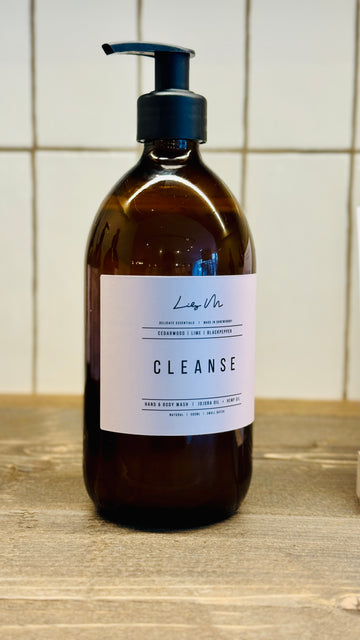 Cedarwood lime & Black pepper Hand & Body wash 500ml amber glass bottle with a black pump
