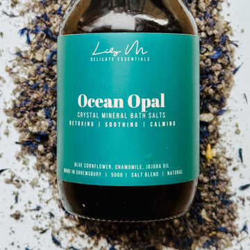 Ocean Opal glass har with salt around it