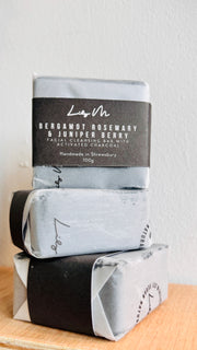 Cleansing Bergamot Juniper Berry & Rosemary Charcoal Face Cleanser Bar/ shave bar